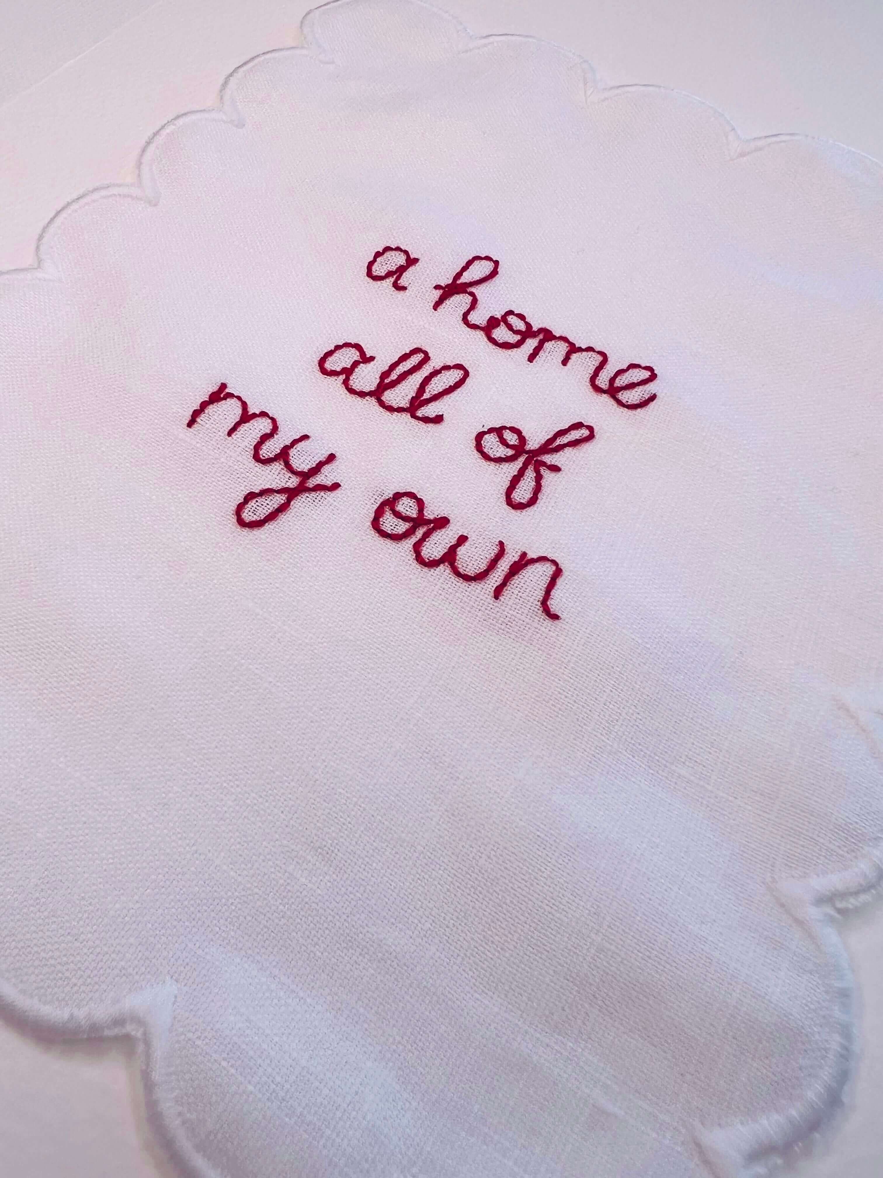 ‘A home all of my own’ hand embroidered textile artwork