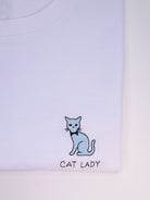Embroidered cat lady motif tee with ‘cat lady’ text