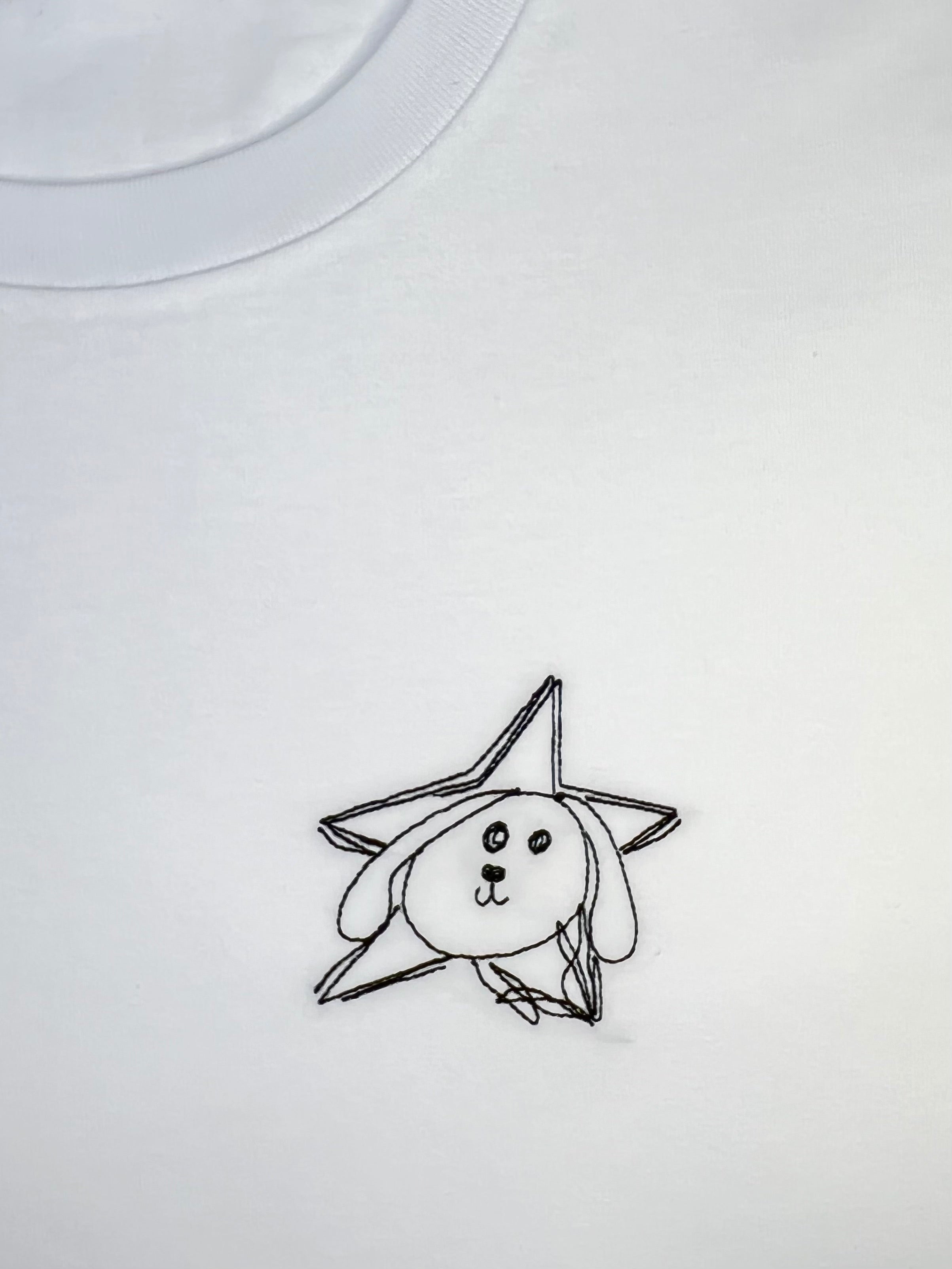 Custom embroidered tee with child’s drawing for Mother’s Day or Father’s Day gift