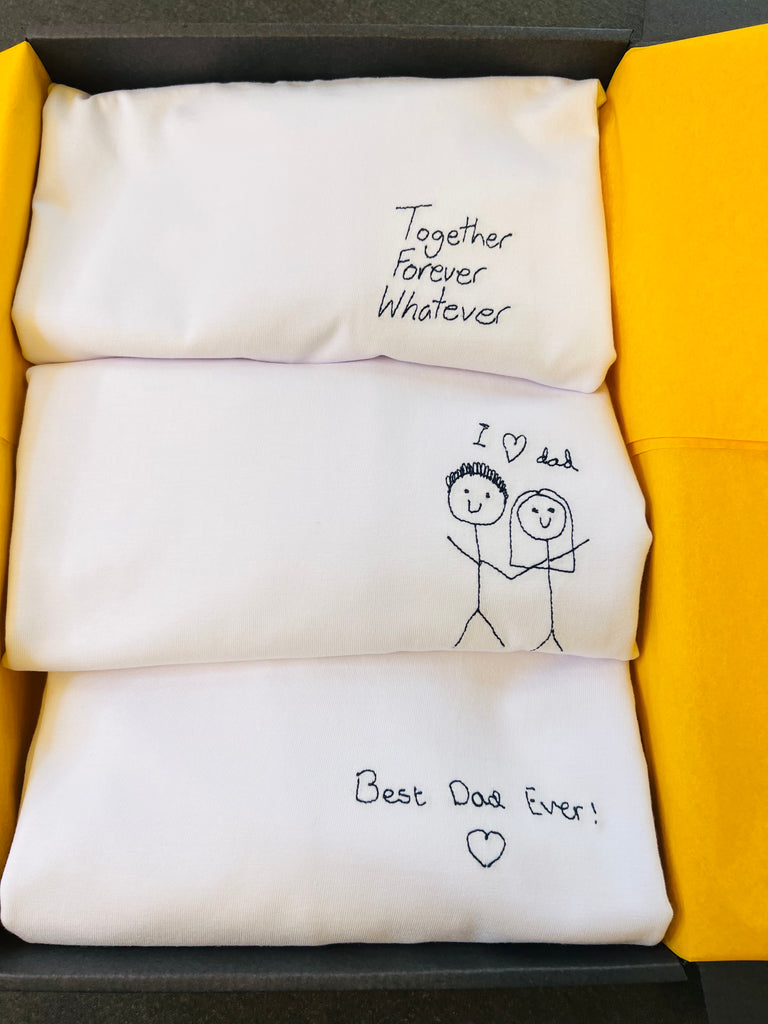 Embroidered kids drawings Father’s Day t-shirts 