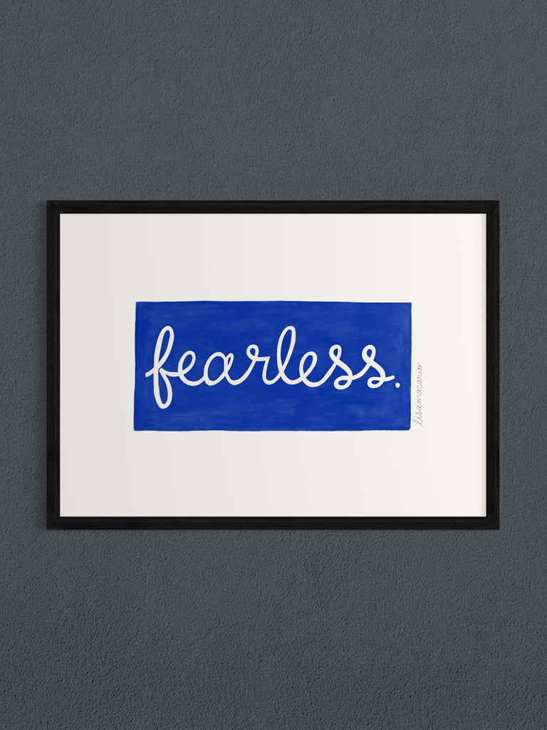 Home decor fearless giclee art print in blue 