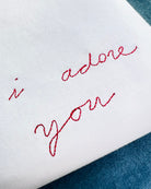 I adore you handwriting embroidered on white tshirt 